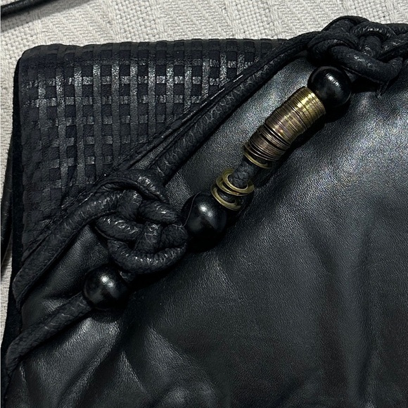 Vintage Morgan Le Fay leather/suede handbag, metal accents, unique - Picture 2 of 11